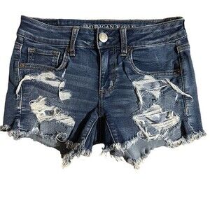 American Eagle outfitters distressed, super stretch denim shorts size 2.